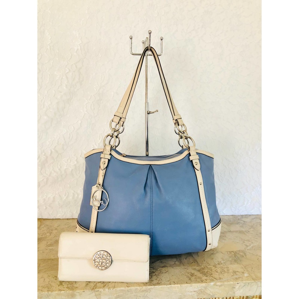 Coach Blue and Cream Signature Tote